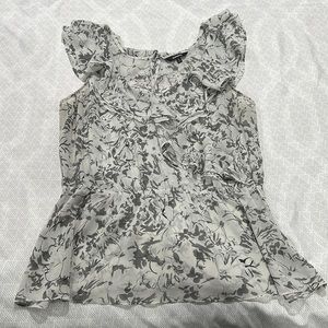 Express White and Grey Floral Blouse